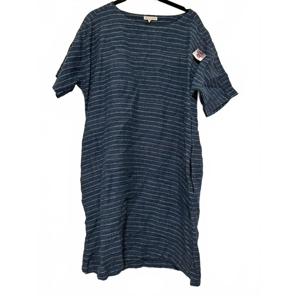 Women's XS to S Eileen Fisher linen blue short shift dress #983